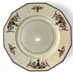 Paramount Plate by Myott Staffordshire Flowers in Vases, Multisided Gold Trim